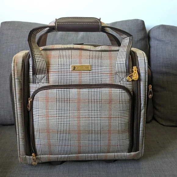 London Fog Handbags - London Fog Braintree Style 1330 2 Wheel Under Seat Travel Luggage Plaid